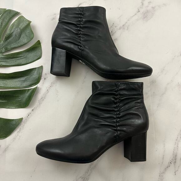Bettye Muller Womens Ankle Boots Booties Size 8.5 New Black Leather Block Heel - Picture 6 of 10